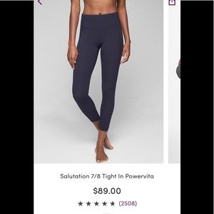 Athleta salutation 7/8 tight- navy